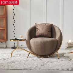 千匠一品 现代风格 编织皮革面料+高密度海绵+不锈钢架 简约时尚休闲椅8097-L