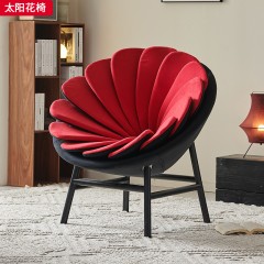 千匠一品 现代风格 天鹅绒+高密度海绵+白蜡木 简约时尚太阳花椅-L