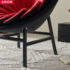 千匠一品 现代风格 天鹅绒+高密度海绵+白蜡木 简约时尚太阳花椅-L