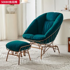 千匠一品 现代风格 抗菌科技布+高密度海绵+不锈钢脚架 简约大气休闲椅50080-L