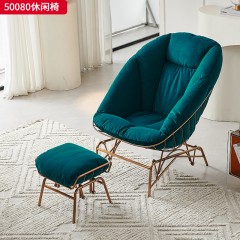 千匠一品 现代风格 抗菌科技布+高密度海绵+不锈钢脚架 简约大气休闲椅50080-L