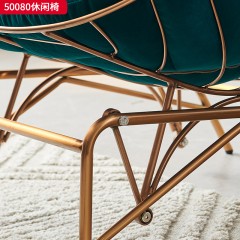 千匠一品 现代风格 抗菌科技布+高密度海绵+不锈钢脚架 简约大气休闲椅50080-L