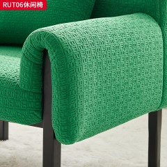 千匠一品 现代风格 进口真丝绒+高密度海绵+实木内架+五金脚架 简约大气休闲椅RUT06-L