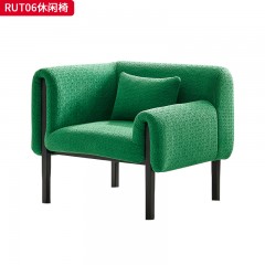 千匠一品 现代风格 进口真丝绒+高密度海绵+实木内架+五金脚架 简约大气休闲椅RUT06-L