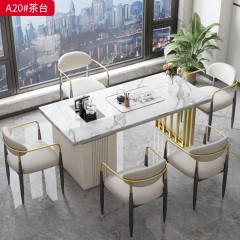 【特价产品】千匠一品 轻奢现代风格 亮光岩板+E1级环保板材+五金脚+标配自动上水 优雅大气茶台A20#-J