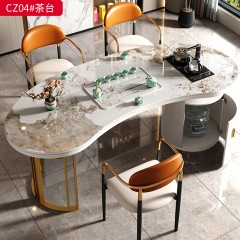 【特价产品】千匠一品 轻奢现代风格 岩板+E1级环保板材+烤漆+碳素钢脚架+标配自动上水 优雅大气茶台CZ04#-J