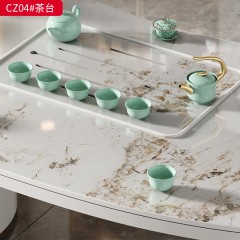 【特价产品】千匠一品 轻奢现代风格 岩板+E1级环保板材+烤漆+碳素钢脚架+标配自动上水 优雅大气茶台CZ04#-J