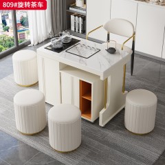 【特价产品】千匠一品 轻奢现代风格 岩板+环保密度板+烤漆工艺 优雅大气旋转茶车809#-J