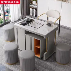 【特价产品】千匠一品 轻奢现代风格 岩板+环保密度板+烤漆工艺 优雅大气旋转茶车809#-J