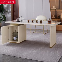 【特价产品】千匠一品 轻奢现代风格 岩板+E1级环保板材+五金脚+智能茶炉 优雅大气茶台CZ01#-J