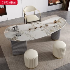 △【特价产品】千匠一品 轻奢现代风格 岩板+E1级环保板材+镀金五金+智能茶炉 优雅大气茶台CZ02#-J