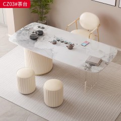 【特价产品】千匠一品 轻奢现代风格 岩板+E1级环保板材+镀金五金+亚克力脚+智能茶炉 优雅大气茶台CZ03#-J