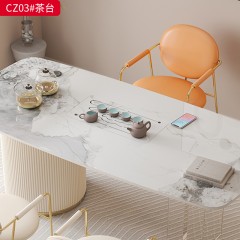 【特价产品】千匠一品 轻奢现代风格 岩板+E1级环保板材+镀金五金+亚克力脚+智能茶炉 优雅大气茶台CZ03#-J