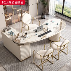 【特价产品】千匠一品 轻奢现代风格 岩板+E1级环保材质+五金脚+智能茶炉 简约大气办公茶台T01#-L