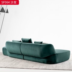 千匠一品 意式极简风格 网红款沙发弧形沙发 绒布面料+实木内架+高密度海绵+羽绒活动包 时尚大气沙发SF064-J