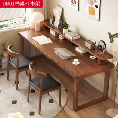 【特价产品】千匠一品 现代风格 橡胶木 时尚大气书桌DB01+书架C-J