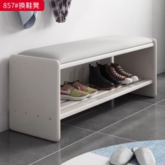 【特价产品】千匠一品 现代风格 主材橡胶木+皮艺面料+海绵 简约大气换鞋凳857-J