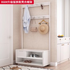 【特价产品】千匠一品 现代风格 橡胶木 简约大气升级版换鞋凳衣帽架868#-J