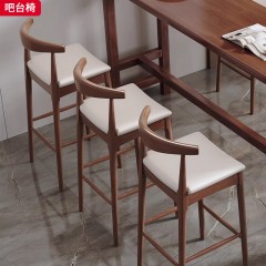 【特价产品】千匠一品 现代风格 橡胶木 简约大气吧台椅-J