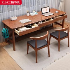 【特价产品】千匠一品 现代风格 主材橡胶木 时尚大气三抽书桌912-J