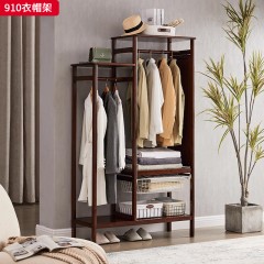 千匠一品 北欧风格 北美白蜡木+穿衣镜 时尚大气衣帽架910-J