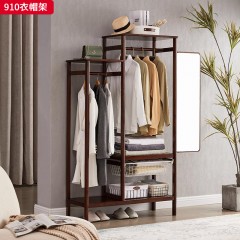 千匠一品 北欧风格 北美白蜡木+穿衣镜 时尚大气衣帽架910-J