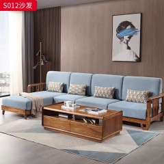 千匠一品 中式风格 主材乌金木+布艺软包 优雅大气沙发S012-J