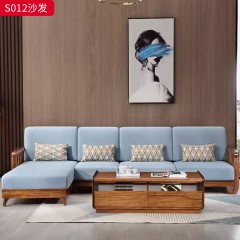 千匠一品 中式风格 主材乌金木+布艺软包 优雅大气沙发S012-J