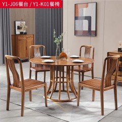 千匠一品 中式风格 主材乌金木 优雅大气餐台Y1-J06-餐椅Y1-K01-J