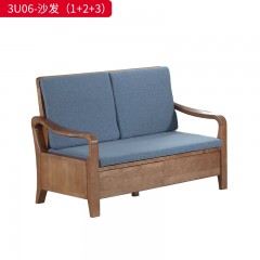 千匠一品 北欧风格 棉麻布面料+木框架+高密度海绵+实木脚 优雅大气3U06沙发-J