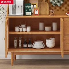 【特价产品】千匠一品 北欧风格 主框架：橡胶木贴皮 层板：实木多层板 时尚大气矮餐边柜-L