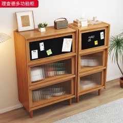 【特价产品】千匠一品 北欧风格 橡胶木贴皮主框架+实木多层板+长虹玻璃 时尚大气理查德多功能柜-J