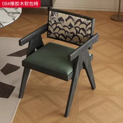【特价产品】千匠一品 北欧风格 橡胶木+布艺面料+高密度海绵 时尚大气餐椅08-L