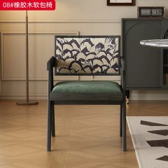 【特价产品】千匠一品 北欧风格 橡胶木+布艺面料+高密度海绵 时尚大气餐椅08-L