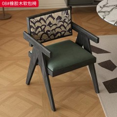 【特价产品】千匠一品 北欧风格 橡胶木+布艺面料+高密度海绵 时尚大气餐椅08-L