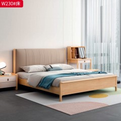 【特价家具】千匠一品 北欧风格 橡胶木+科技布+高密度海绵 时尚大气床W230-L
