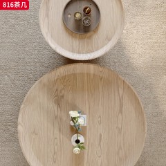 千匠一品 中古侘寂风原木北欧现代简约 E1级环保板材+烤漆工艺+实木台面 时尚优雅茶几组合816-J