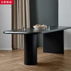 千匠一品 中古风美式复古风格 E1环保板材+实木桌腿+木饰面 时尚优雅玄素餐桌/L35餐椅-J