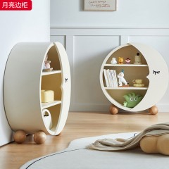 千匠一品 中古奶油风现代简约 E1环保板材+烤漆 时尚优雅月亮边柜-J