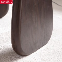 千匠一品 中古风现代简约 钢化玻璃+实木脚架 简约大气茶几G646-L