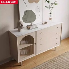 千匠一品 美式复古风格 环保板材+烤漆工艺+长虹玻璃+实木脚+五金拉手 时尚优雅餐边柜G656-L