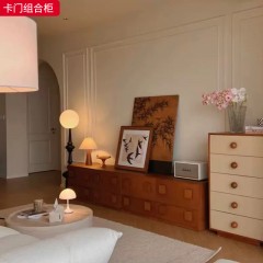 千匠一品 美式复古风格 E1级环保板材+木饰面 时尚优雅卡门组合柜-J