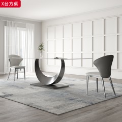 【精品】千匠一品 轻奢现代风格 不锈钢底架+12厘实木底板+12mm岩板 时尚大气X台方桌-J