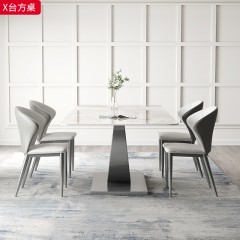 【精品】千匠一品 轻奢现代风格 不锈钢底架+12厘实木底板+12mm岩板 时尚大气X台方桌-J