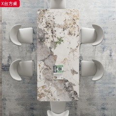 【精品】千匠一品 轻奢现代风格 不锈钢底架+12厘实木底板+12mm岩板 时尚大气X台方桌-J