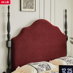 千匠一品 中古风格 绒布+高密度海绵+松木实木床铺板+进口白蜡木框架 时尚优雅床A61-J