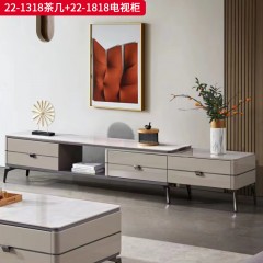 【特价产品】千匠一品 现代风格 岩板+实木架子 时尚大气茶几22-1318/2338-1300 电视柜22-1818/2338-2000-J