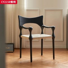 千匠一品 中古风格 白蜡木实木脚+编绳坐垫 时尚大气餐椅CY2158-L