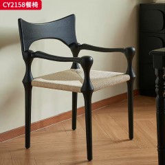 千匠一品 中古风格 白蜡木实木脚+编绳坐垫 时尚大气餐椅CY2158-L