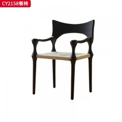 千匠一品 中古风格 白蜡木实木脚+编绳坐垫 时尚大气餐椅CY2158-L